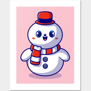 Cute Snowman Cartoon Posters and Art